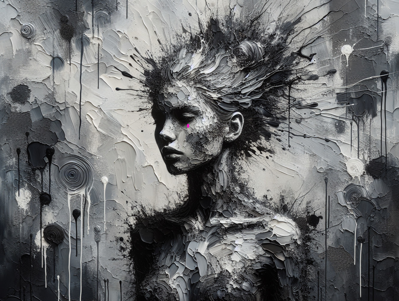 Abstract Monochrome Portrait of a Woman with Texture