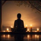 Meditation by a Calm Lake at Dusk with Candles
