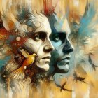 Abstract Artwork of Merging Human Faces and Colors