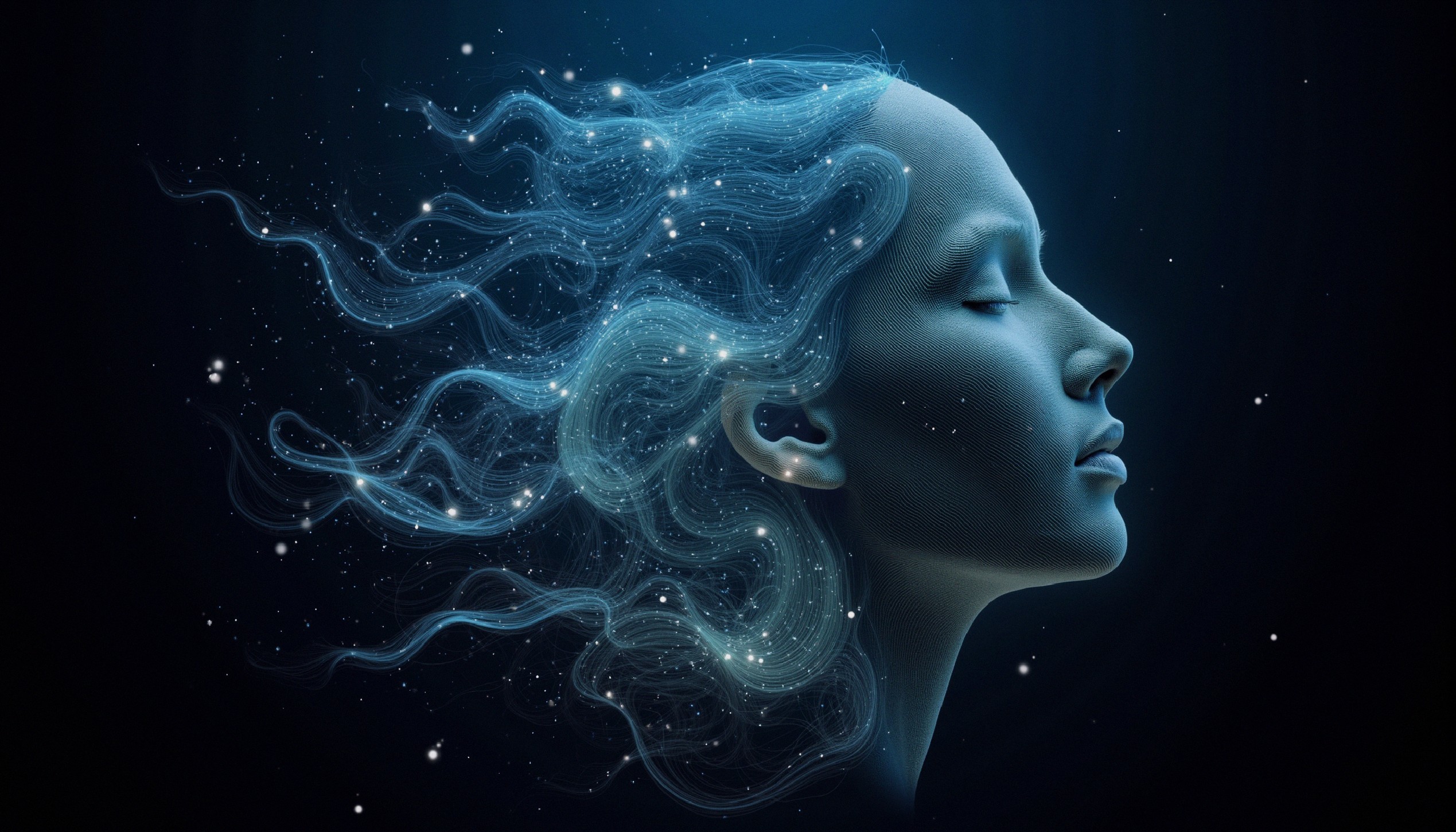 Ethereal Female Profile with Luminous Hair and Glow