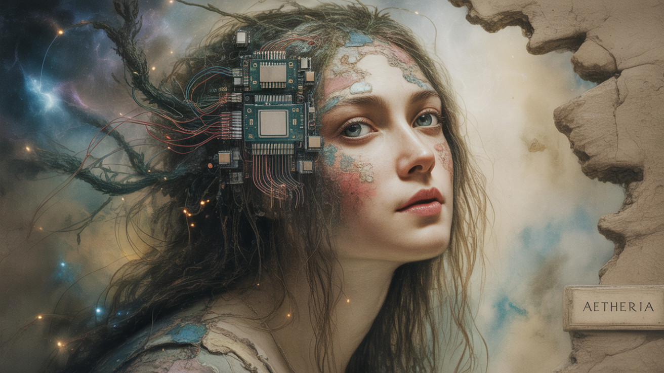 Surreal Portrait of a Woman with Tech Elements