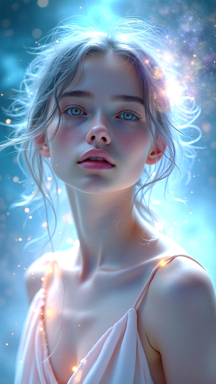 Portrait of a Young Woman in a Cosmic Setting