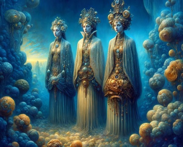 Elegant Figures in Surreal Ethereal Landscape