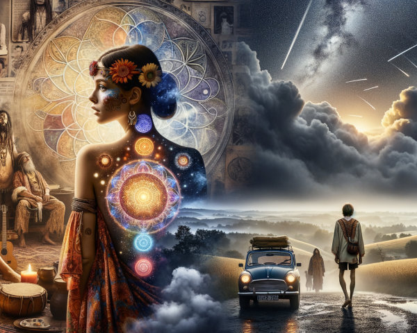 Mystical Gathering and Serene Cosmic Landscape Scenes