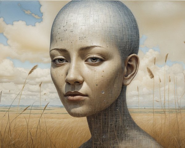 Surreal Portrait of Androgynous Figure in Nature