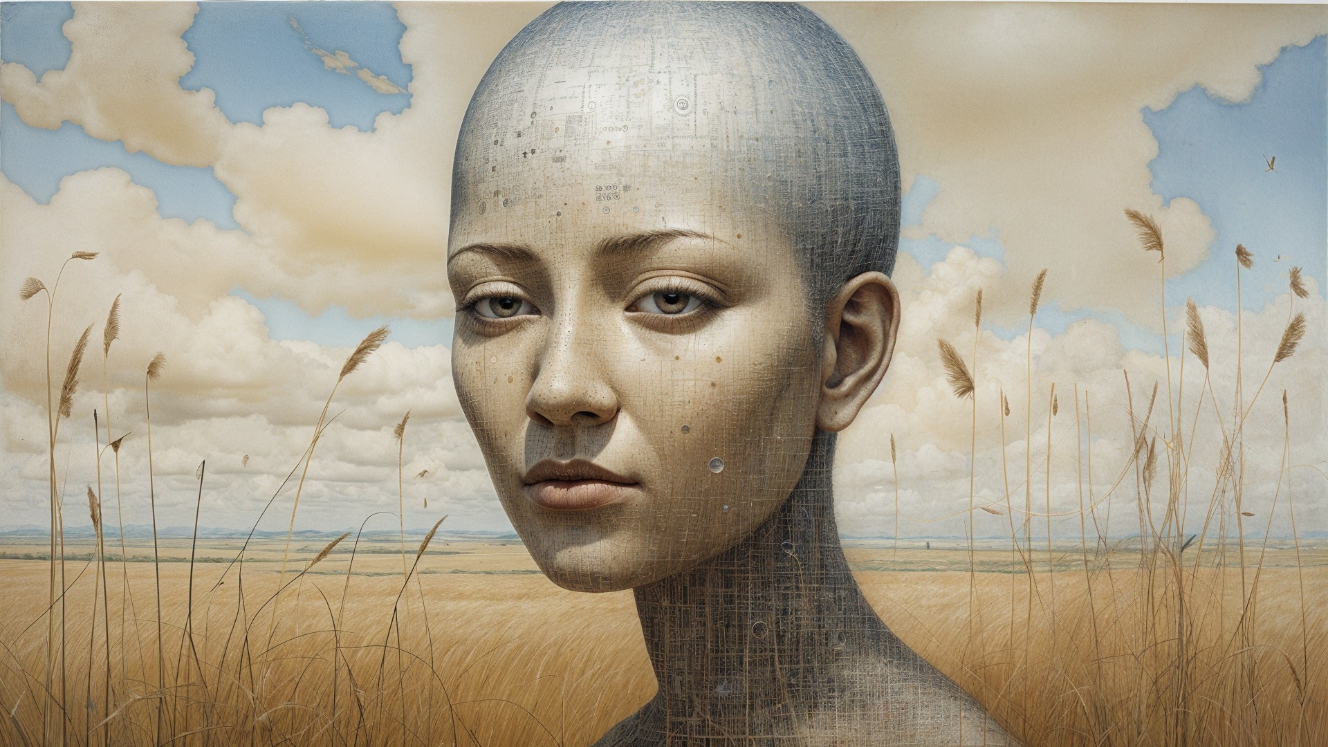 Surreal Portrait of Androgynous Figure in Nature