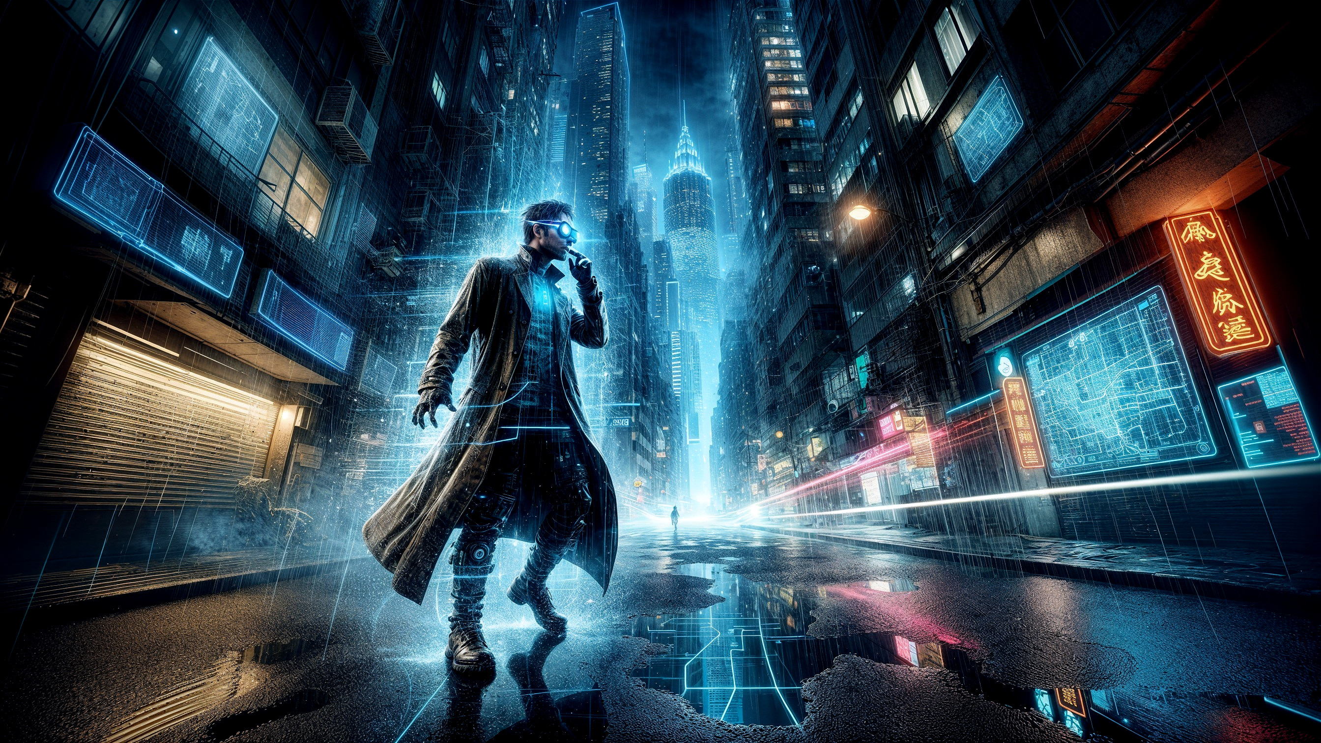 Futuristic Cyberpunk Cityscape with Neon Lights