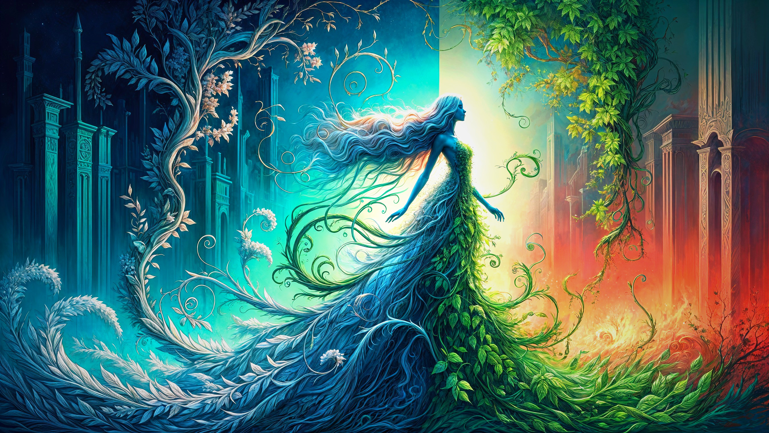 Mystical Figure Crafted from Foliage and Vines