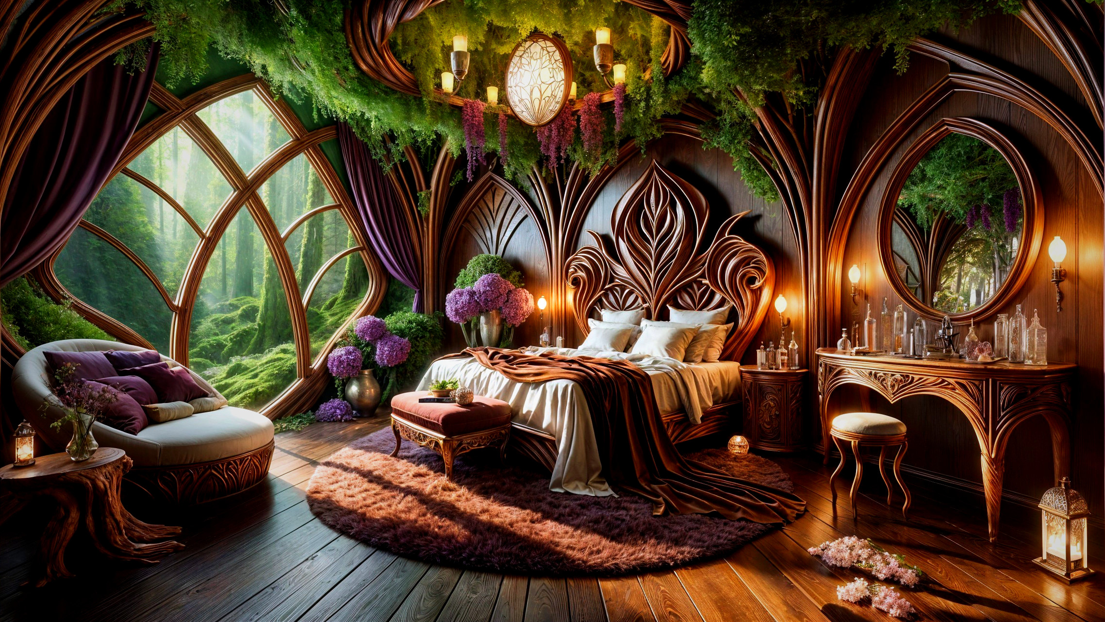 Enchanting Bedroom with Nature-Inspired Design Elements