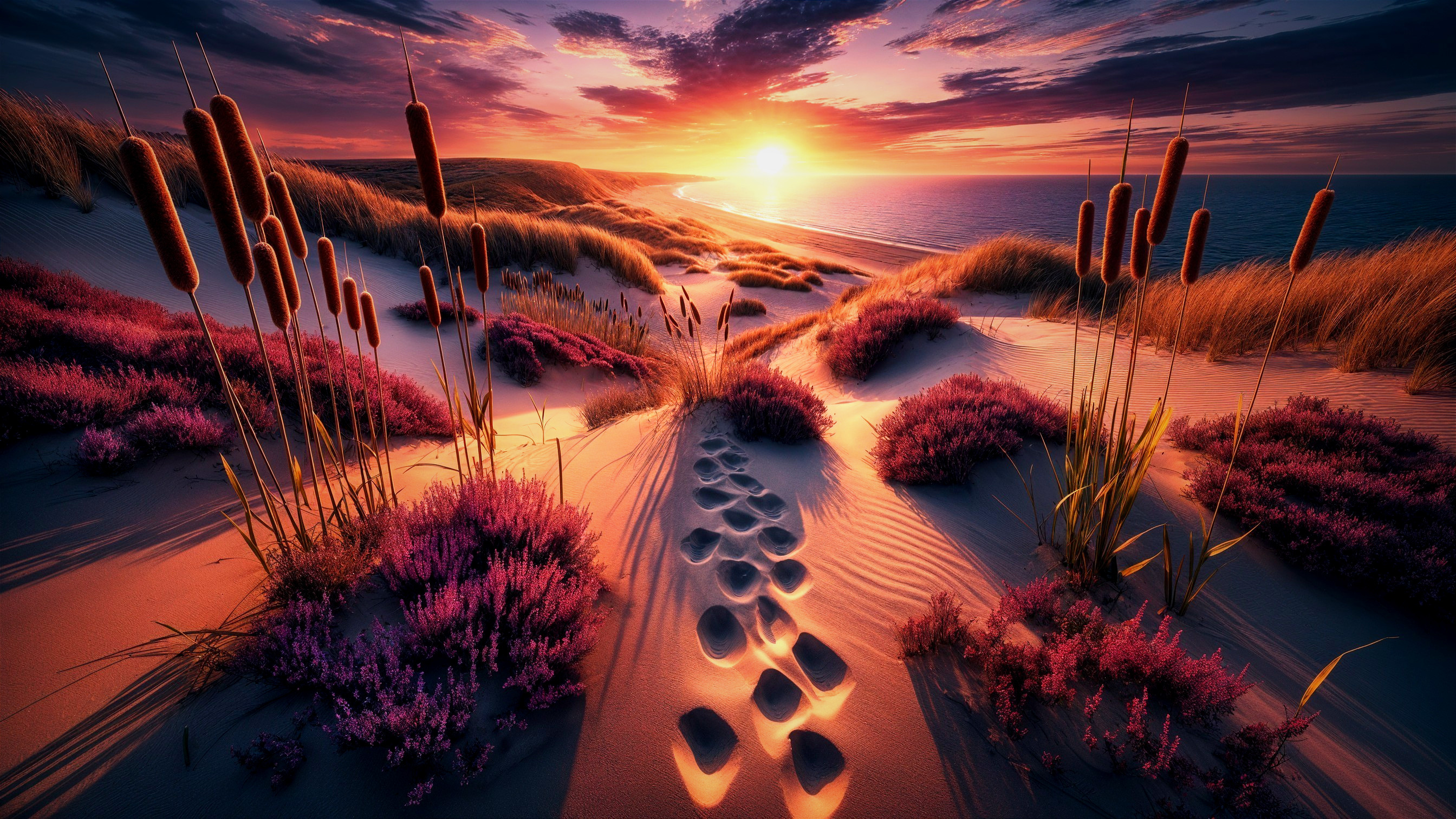 Tranquil Sunset Over Serene Beach Landscape