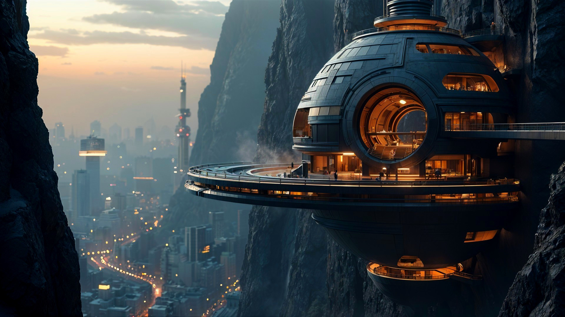 Futuristic Cliffside Dwelling with Glass Architecture