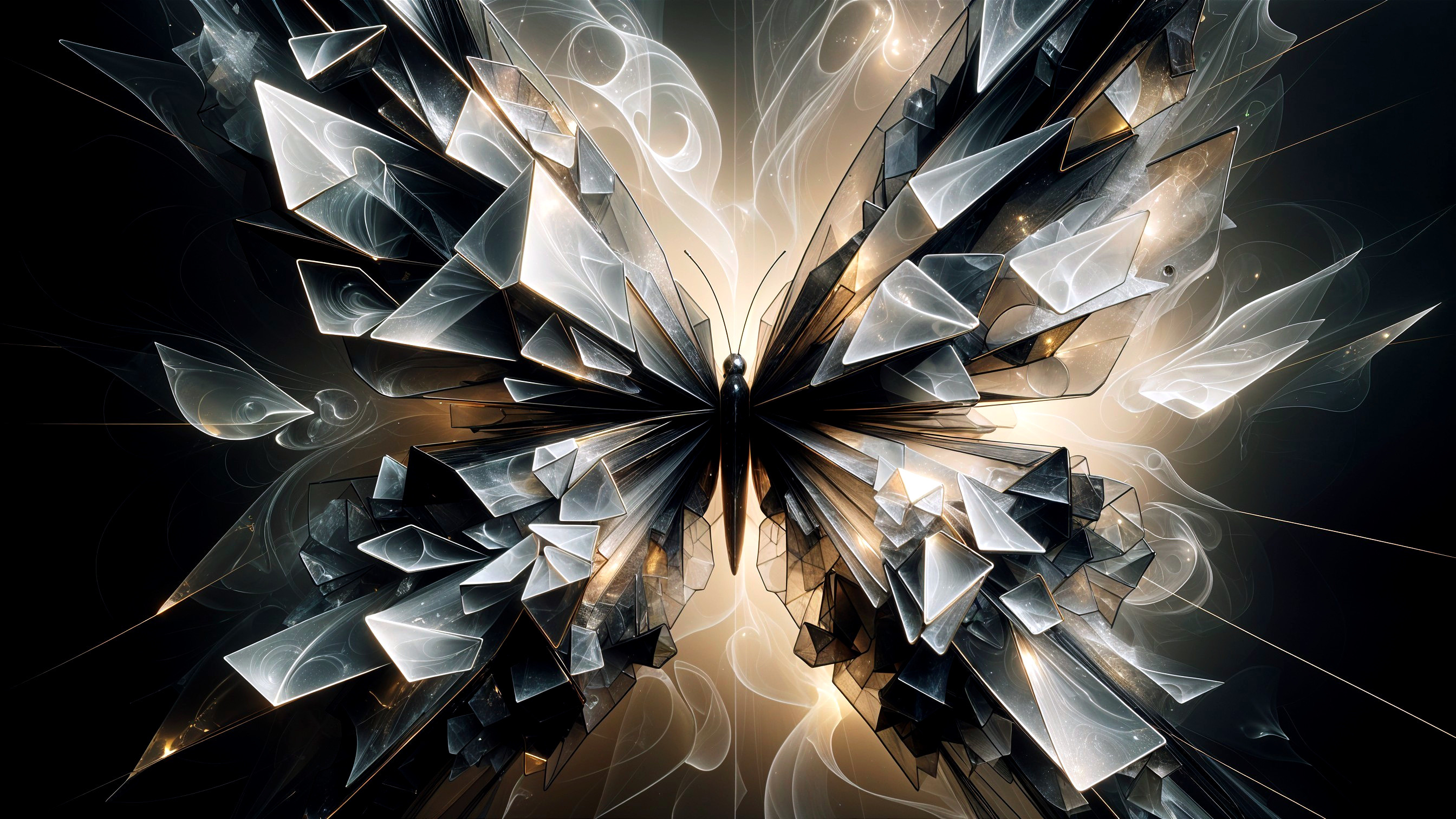 Abstract Butterfly with Crystalline Wing Design