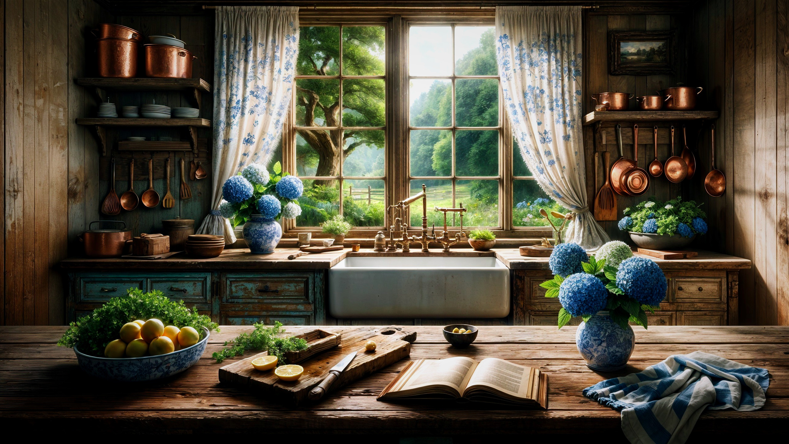 Cozy Rustic Kitchen with Farmhouse Sink and Decor