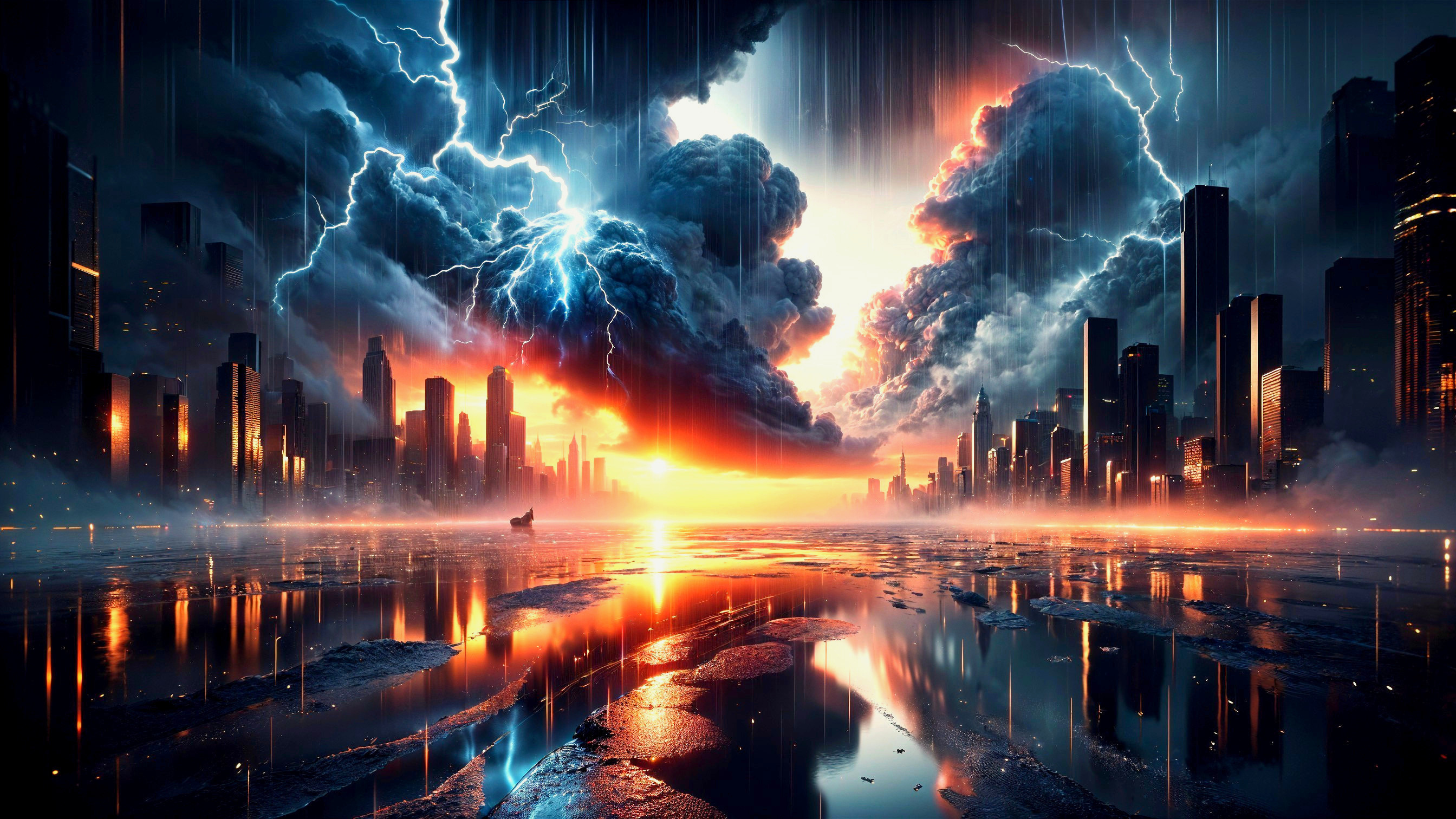 Dramatic Skyline at Sunset with Stormy Conditions