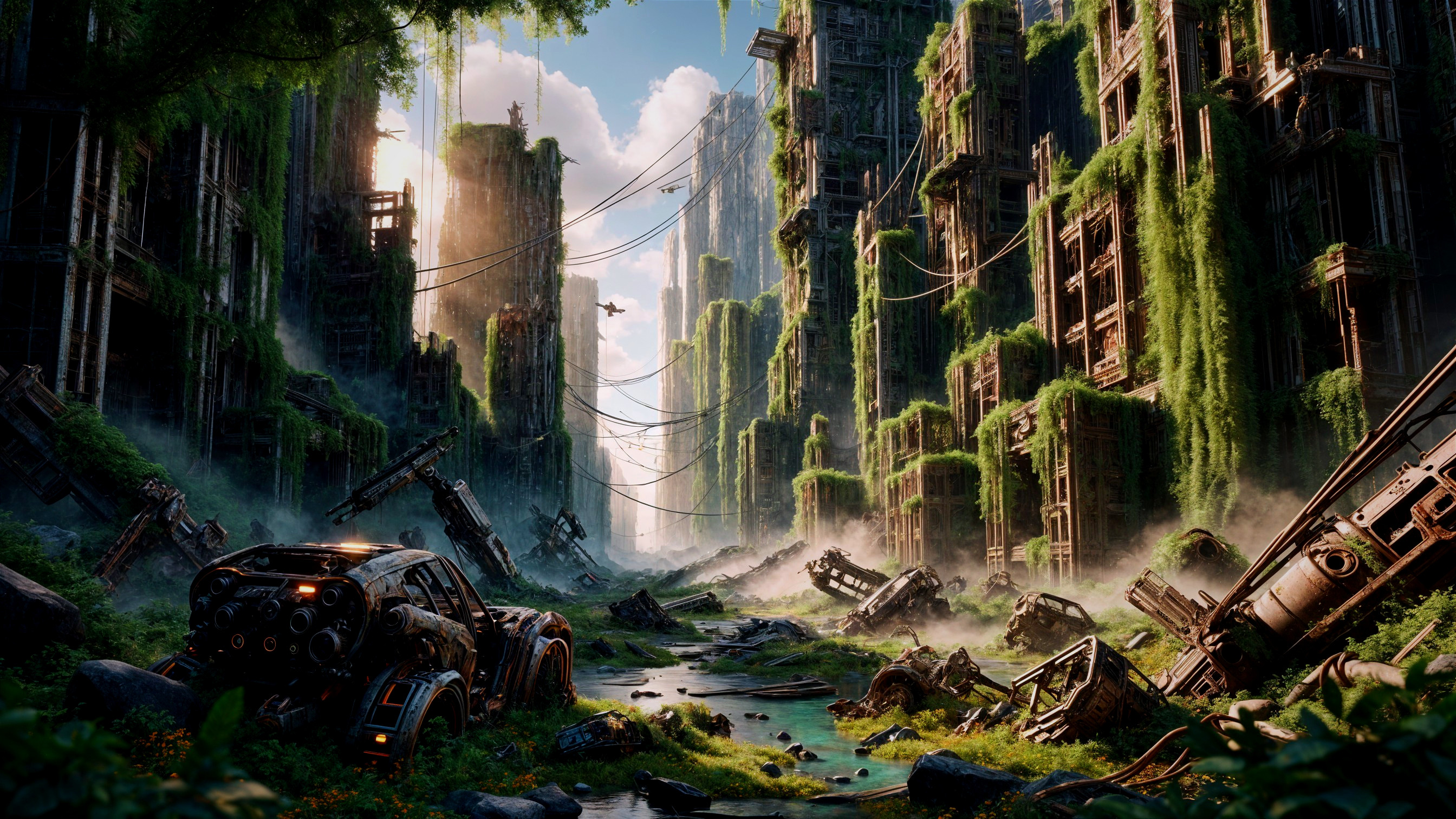 Lush Post-Apocalyptic Cityscape with Nature Reclamation