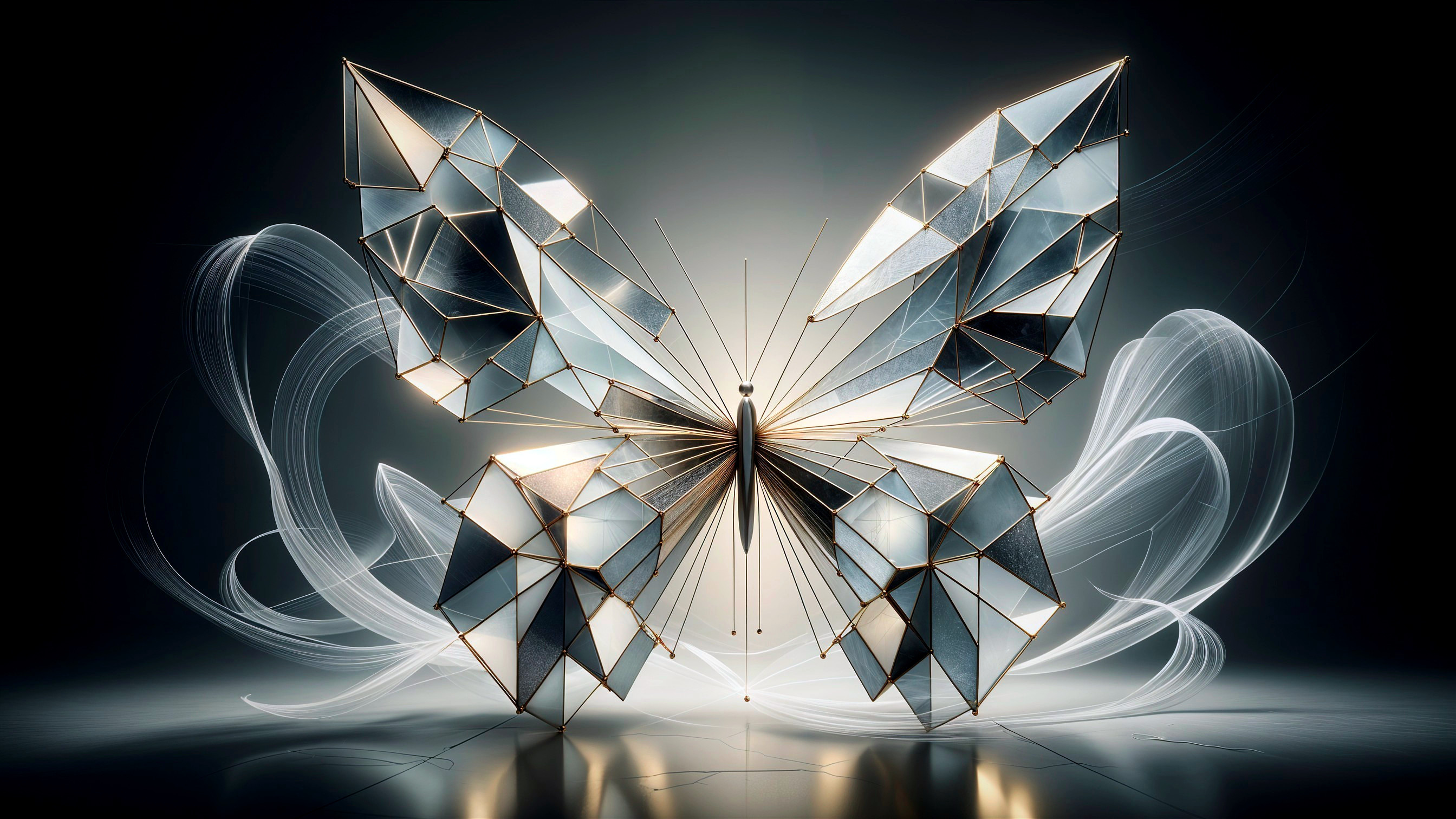 Futuristic Geometric Butterfly with Metallic Accents