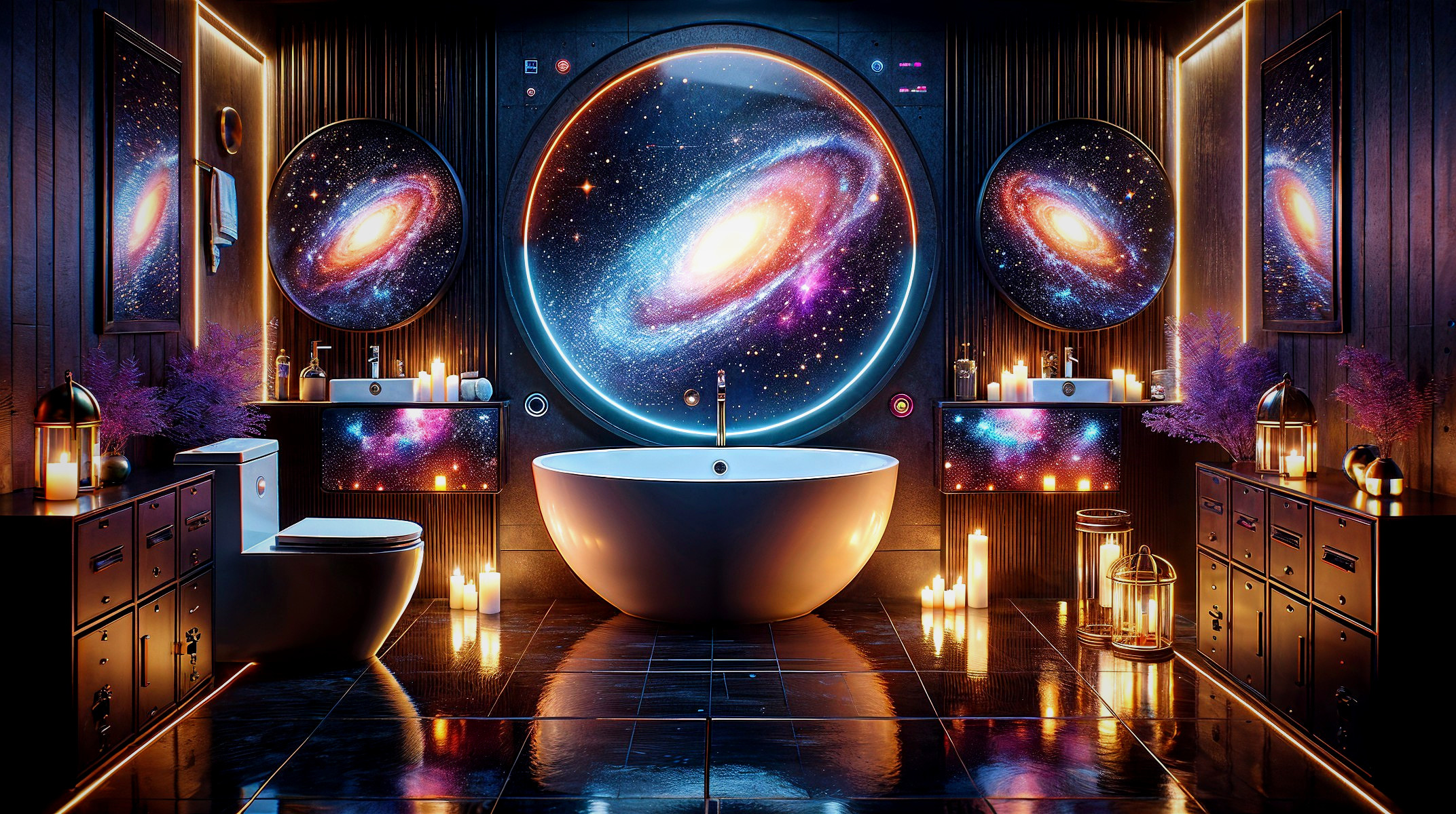 Futuristic Bathroom with Cosmic Design Elements