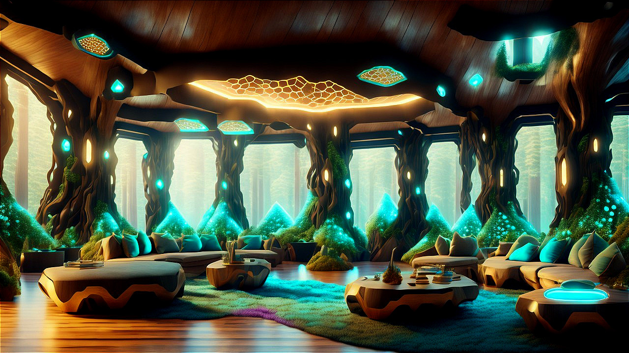 Futuristic Eco-Inspired Interior with Organic Elements