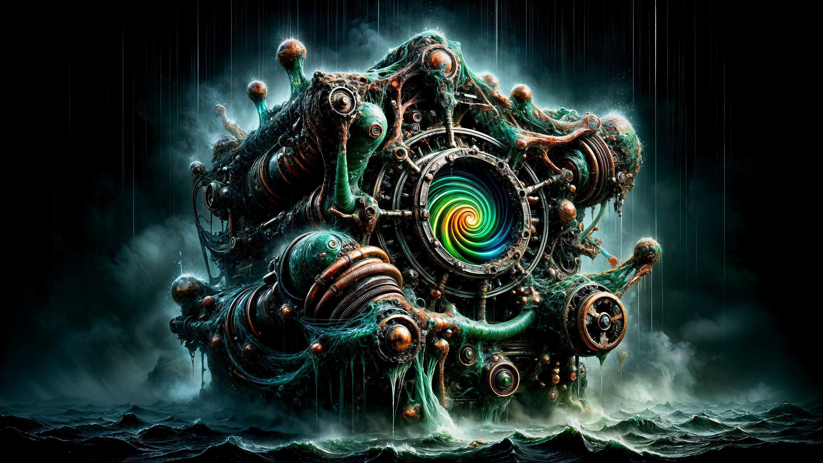Surreal Structure in Turbulent Waters with Vibrant Colors