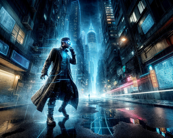 Futuristic Cyberpunk Cityscape with Neon Lights