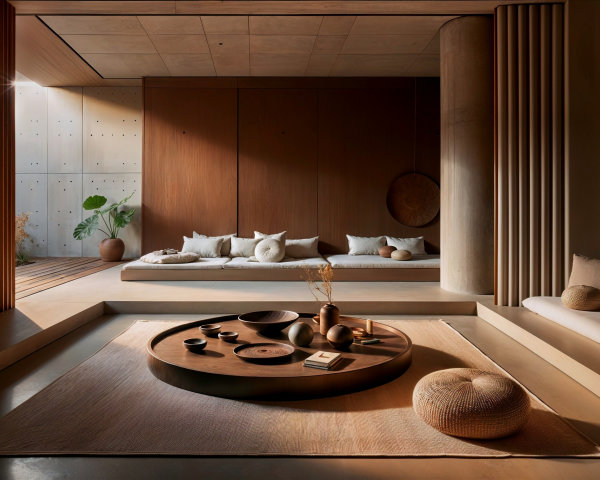 Modern Interior with Warm Wood and Minimalist Design