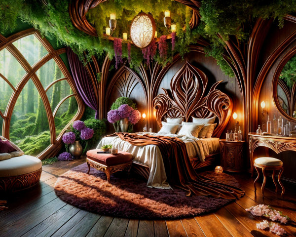 Enchanting Bedroom with Nature-Inspired Design Elements