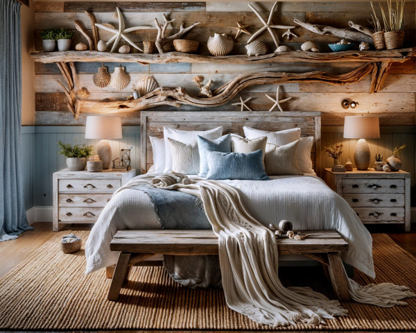 Rustic Bedroom Design with Coastal Decor Elements