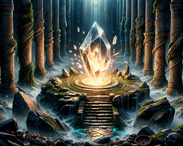 Crystal in Ancient Stone Circle with Ethereal Light