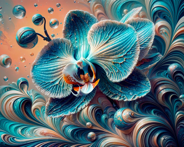 Abstract Orchid with Swirling Patterns and Colors