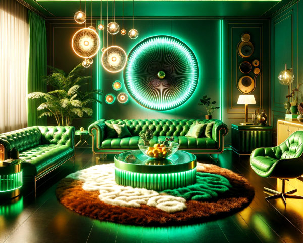 Modern Lounge with Green Tones and Elegant Decor