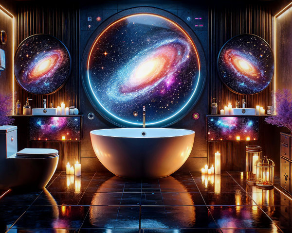 Futuristic Bathroom with Cosmic Design Elements