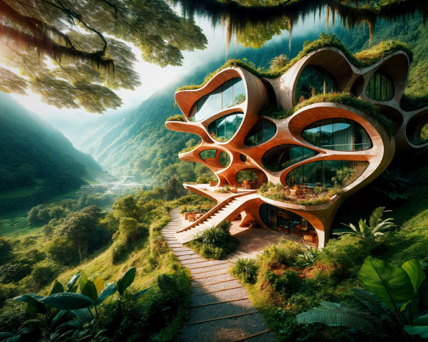 Futuristic House Design in a Lush Natural Landscape