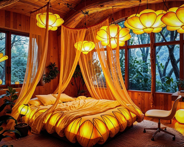 Cozy Whimsical Bedroom with Floral Decor and Plants