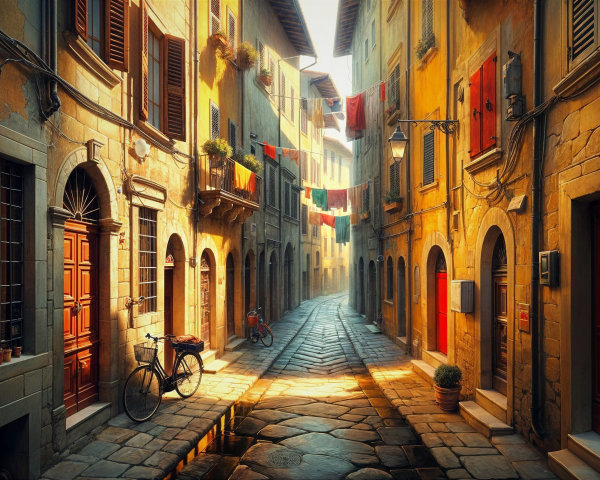 Charming Cobblestone Street in Picturesque Old Town