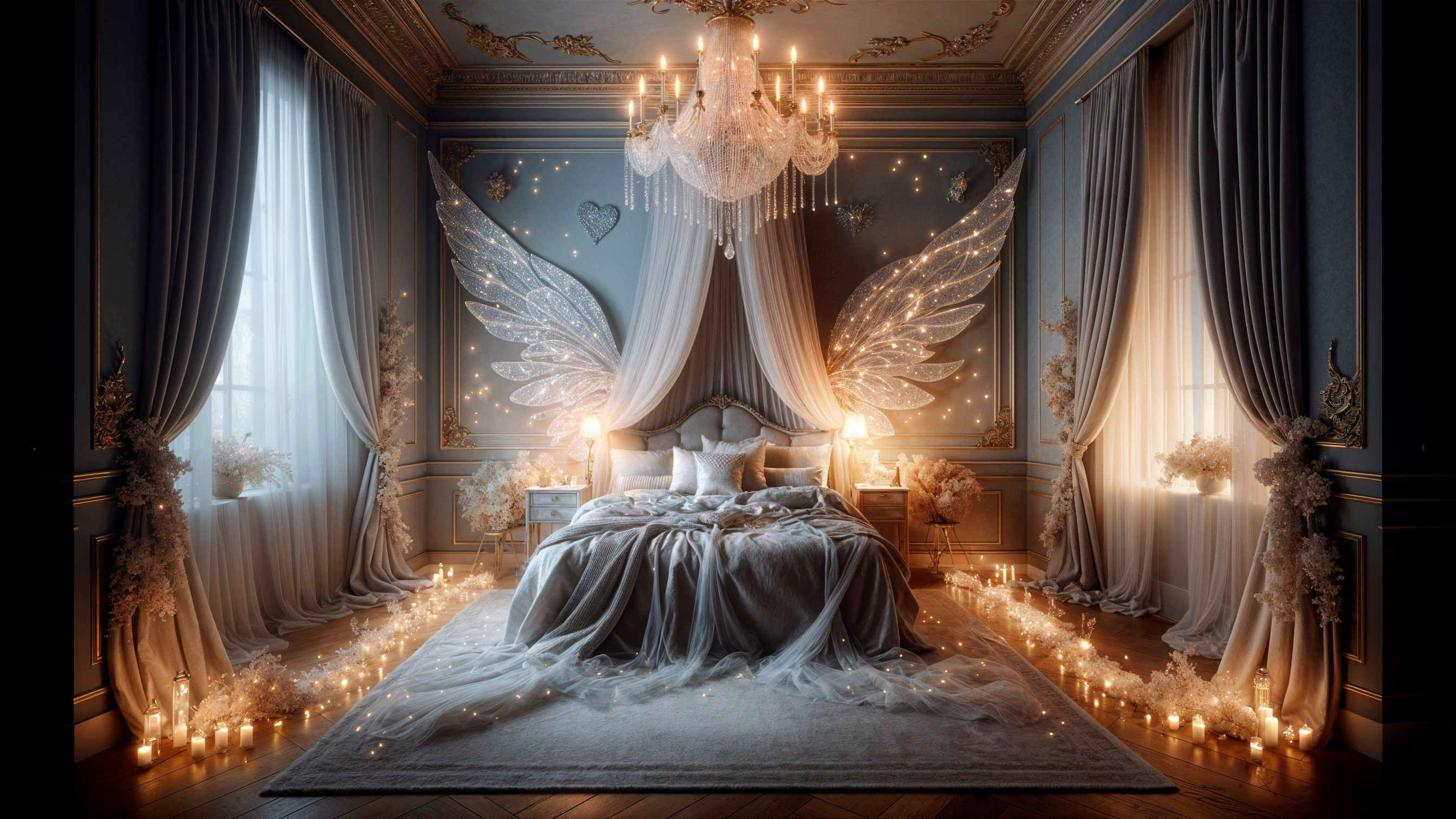 Luxurious Bedroom with Elegant Decor and Soft Lighting