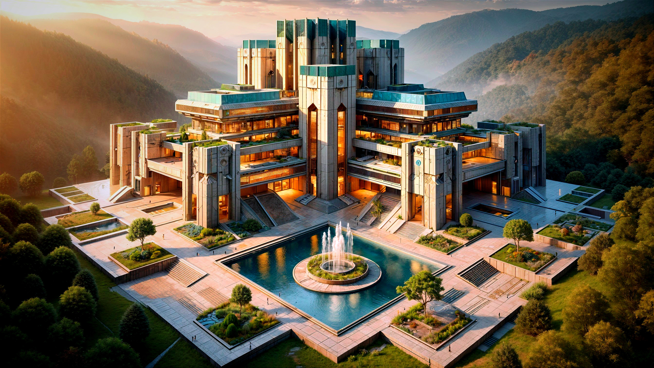 Modern Architectural Marvel in Mountainous Landscape