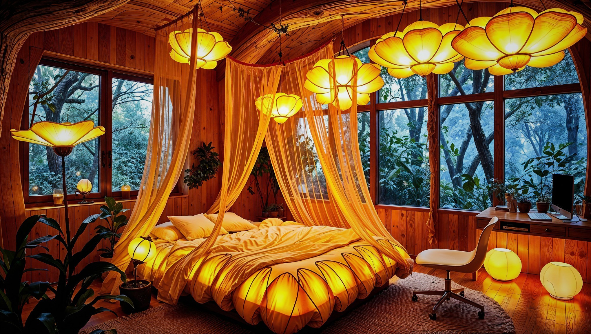 Cozy Whimsical Bedroom with Floral Decor and Plants