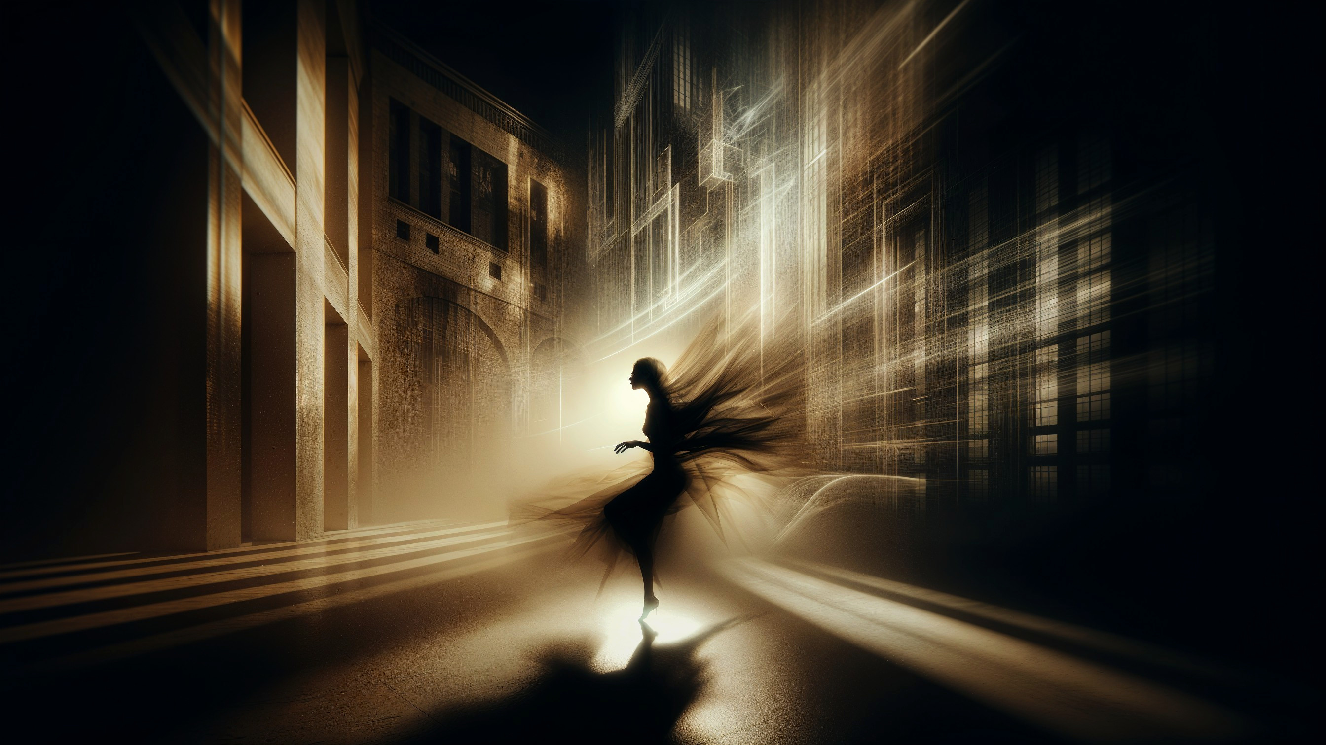 Urban Dance Scene with Light and Shadow Effects