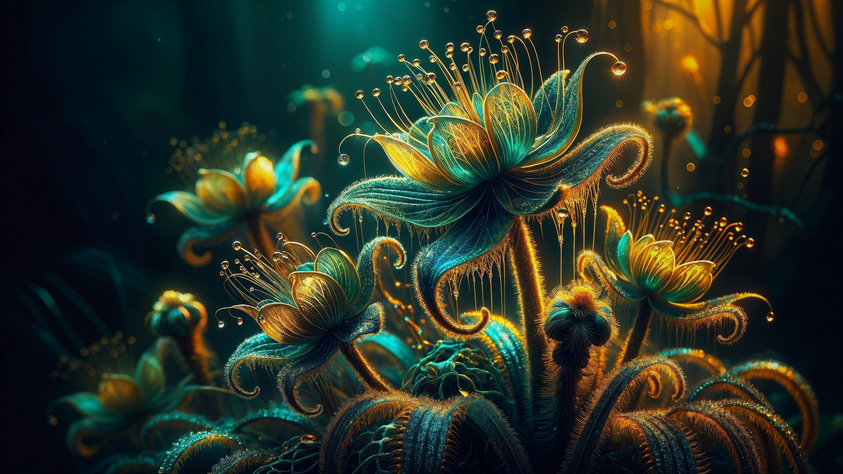 Luminescent Flowers in a Surreal Landscape