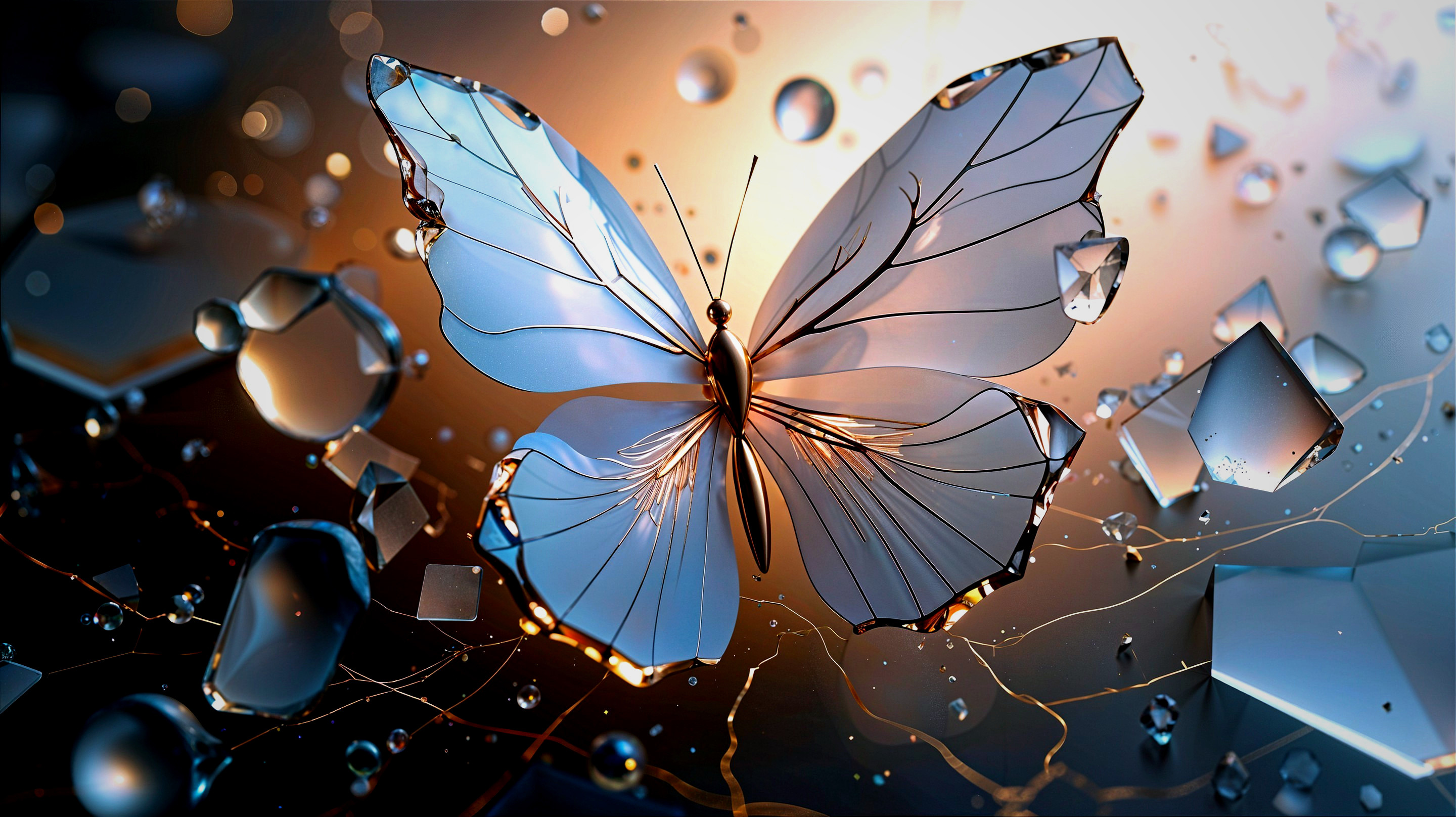 Delicate Glass Butterfly with Ethereal Details and Glow