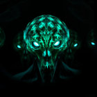 Surreal Scene with Glowing Skull-Like Figures
