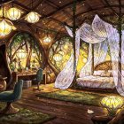 Enchanted Room with Cozy Bed and Nature Decor