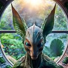 Alien Creature in Futuristic Spacecraft with Landscape