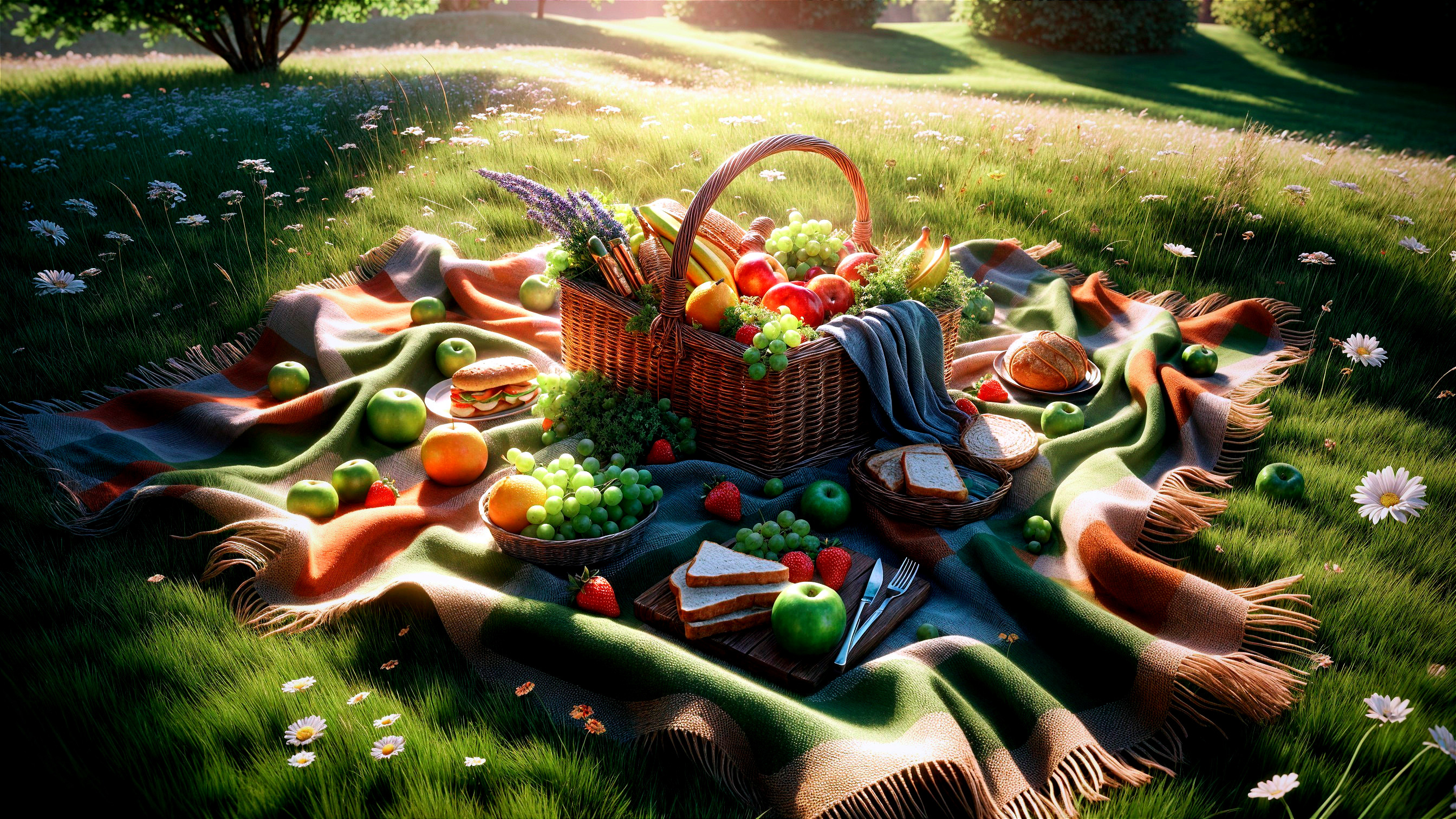 Picturesque Picnic Scene on a Lush Green Lawn