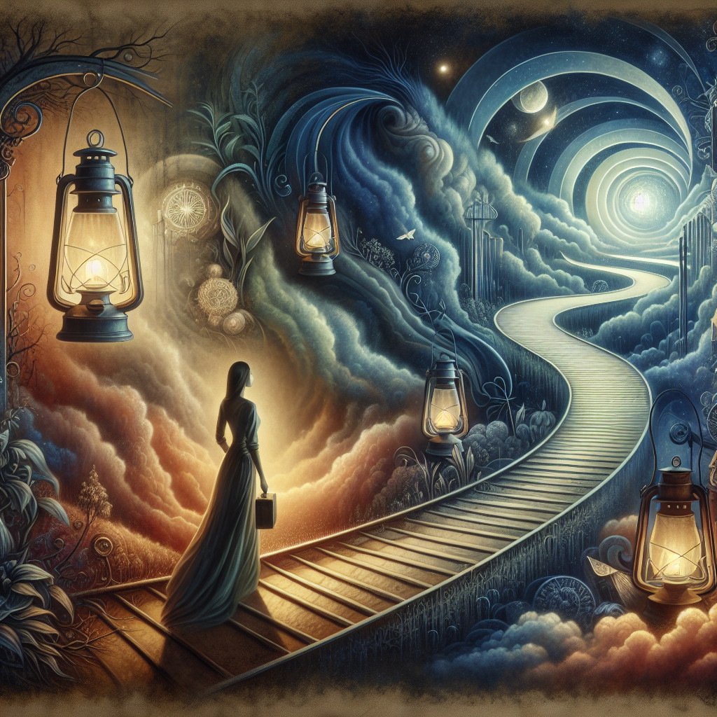 Fantasy Digital Painting of a Woman by a Glowing Stairway