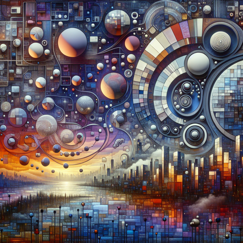 Vibrant Abstract Landscape with Geometric Shapes