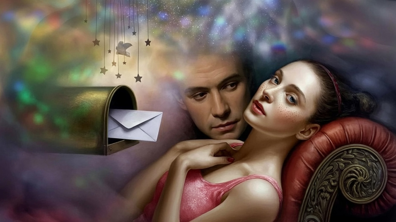 Romantic Scene of a Man and Woman in Ethereal Setting