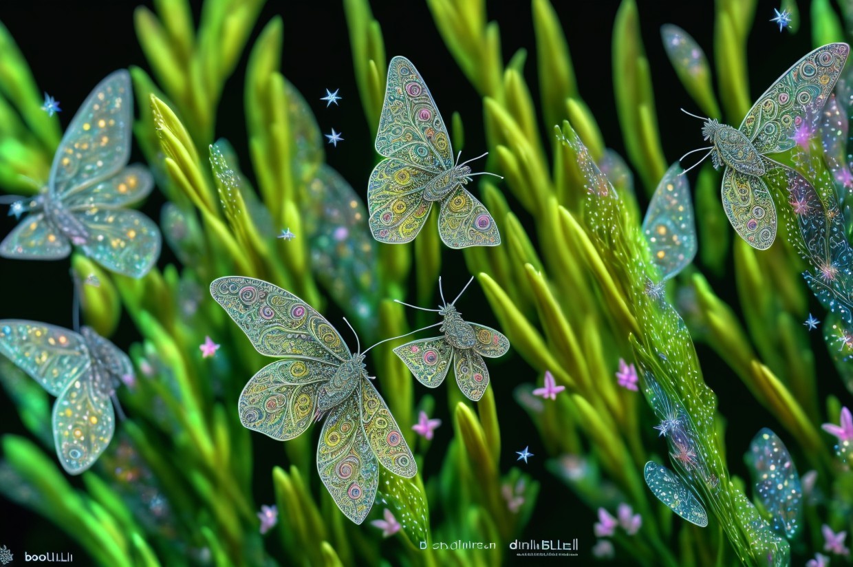 Vibrant Garden Scene with Colorful Butterflies