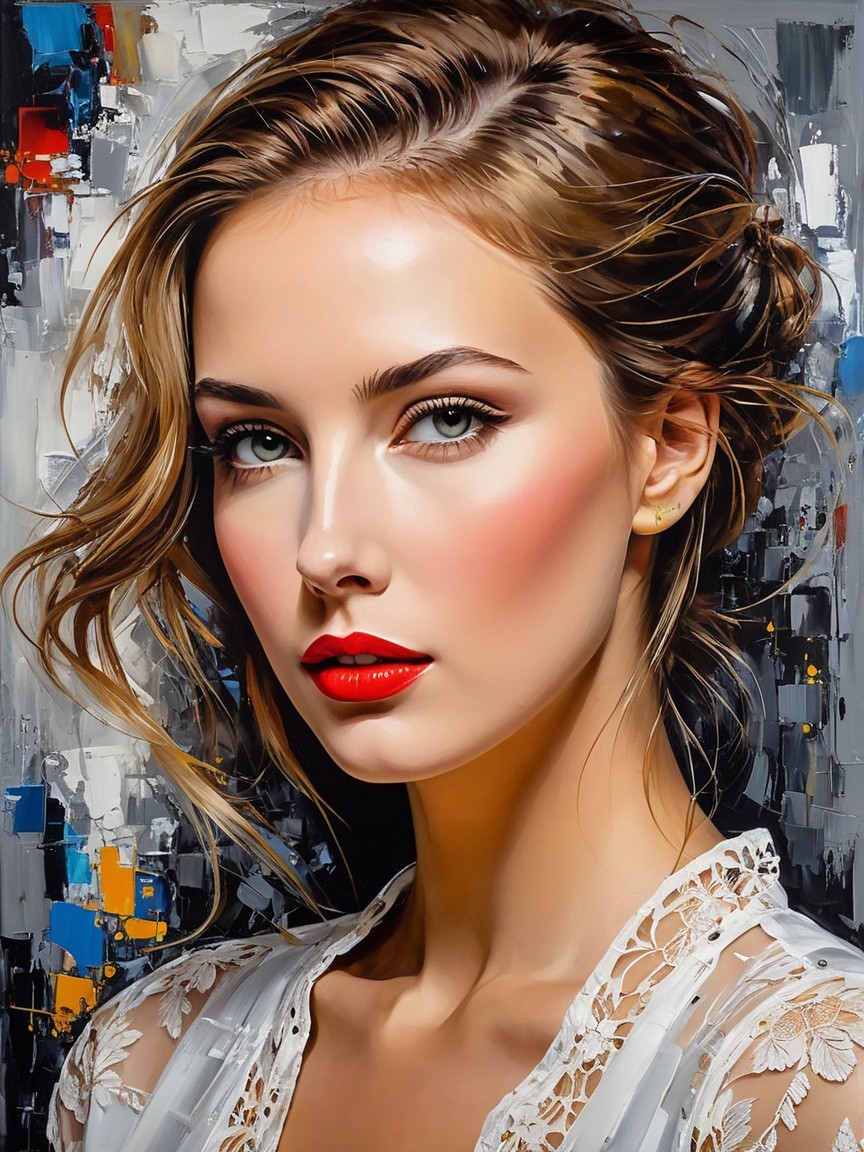 Portrait of a Young Woman with Luminous Skin and Lace