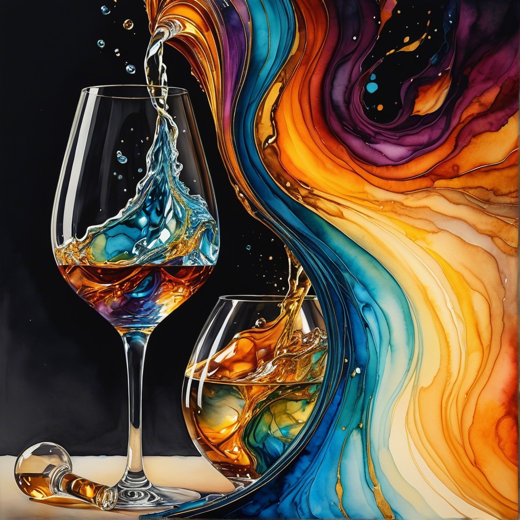 Elegant Wine Glasses with Colorful Liquid Splash